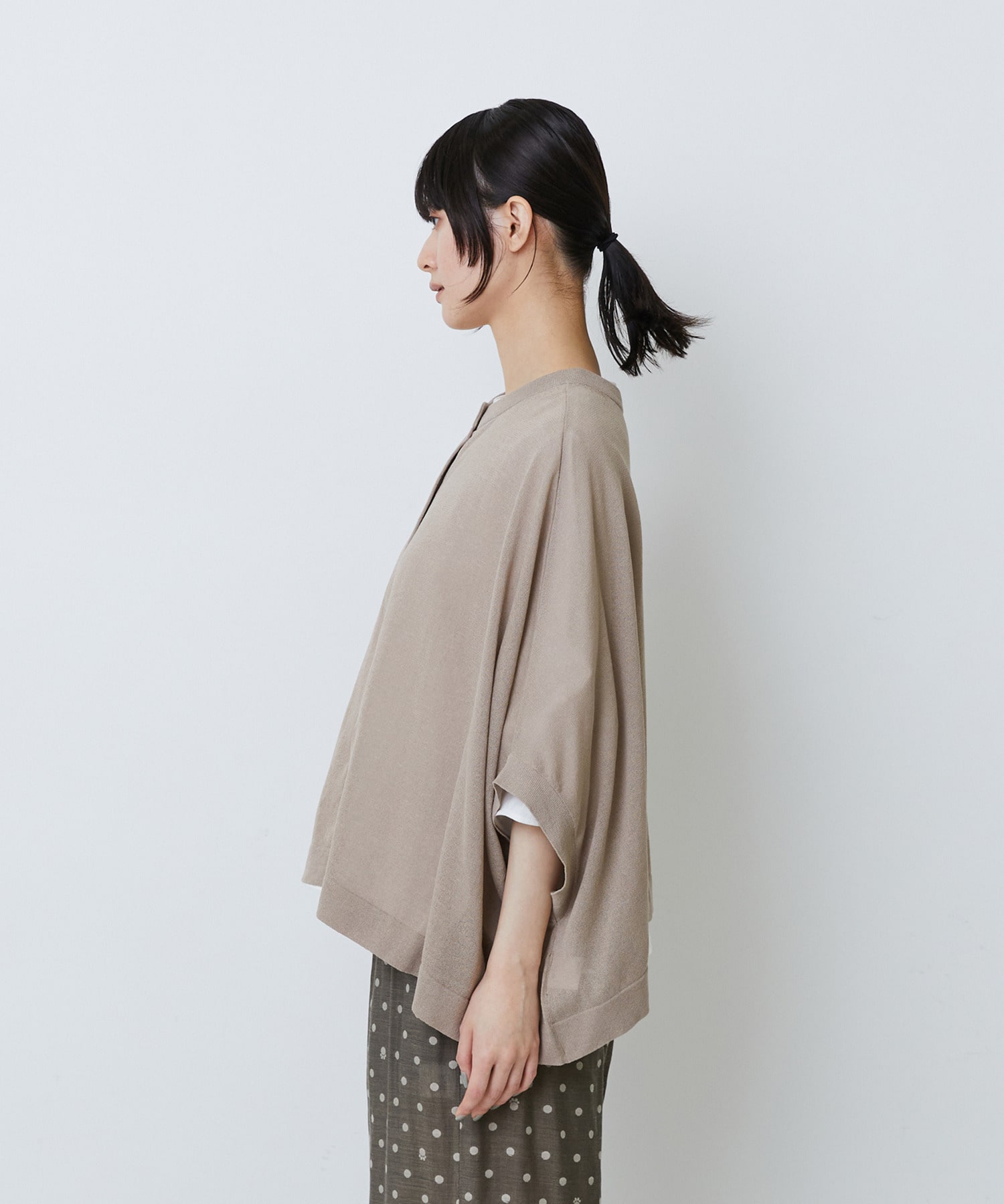 【LOISIR】【2WAY】エステル和紙天竺ケープライクカーディガン 詳細画像 グレー 18