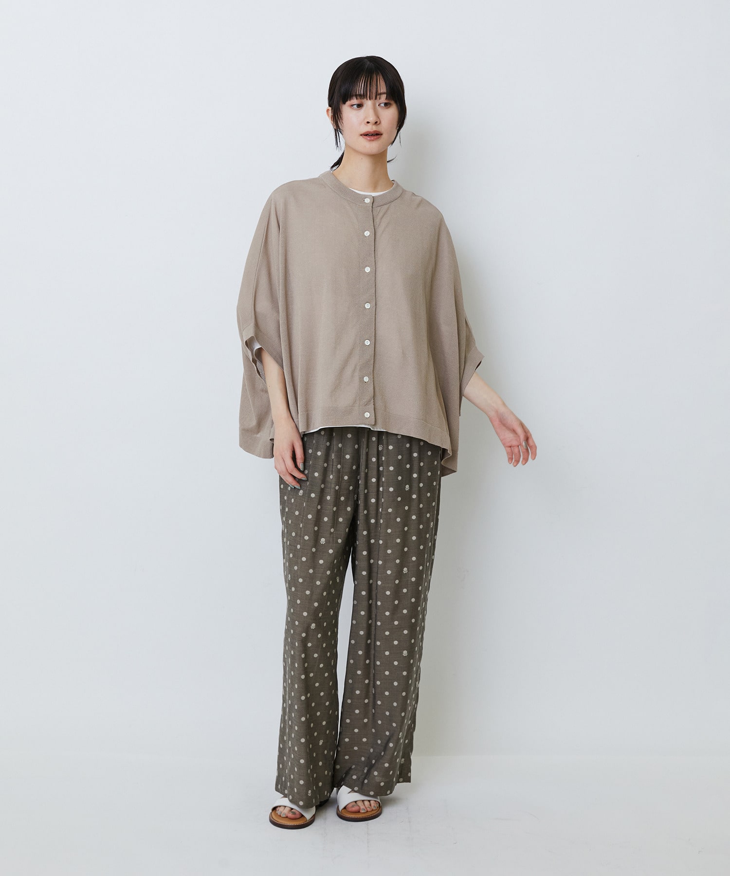 【LOISIR】【2WAY】エステル和紙天竺ケープライクカーディガン 詳細画像 グレー 2