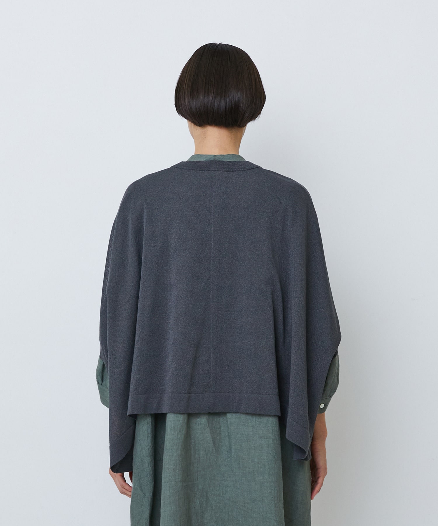 【LOISIR】【2WAY】エステル和紙天竺ケープライクカーディガン 詳細画像 グレー 25