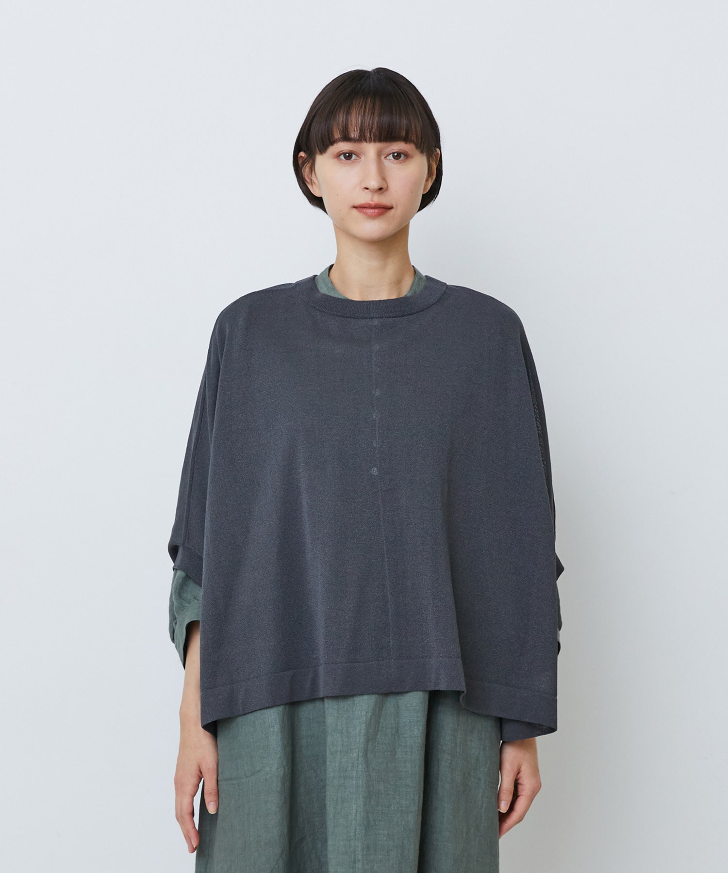 【LOISIR】【2WAY】エステル和紙天竺ケープライクカーディガン 詳細画像 グレー 26