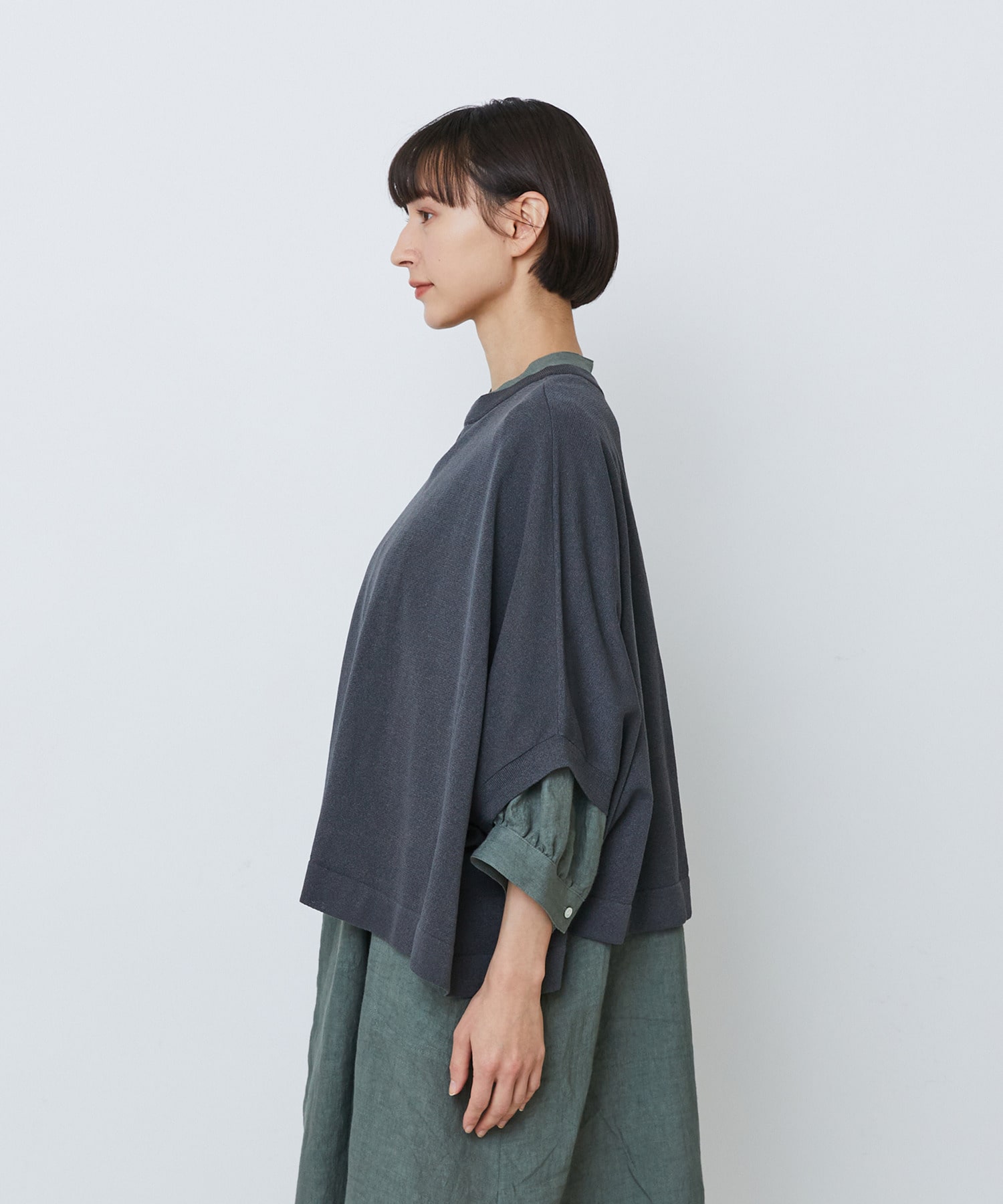 【LOISIR】【2WAY】エステル和紙天竺ケープライクカーディガン 詳細画像 グレー 27