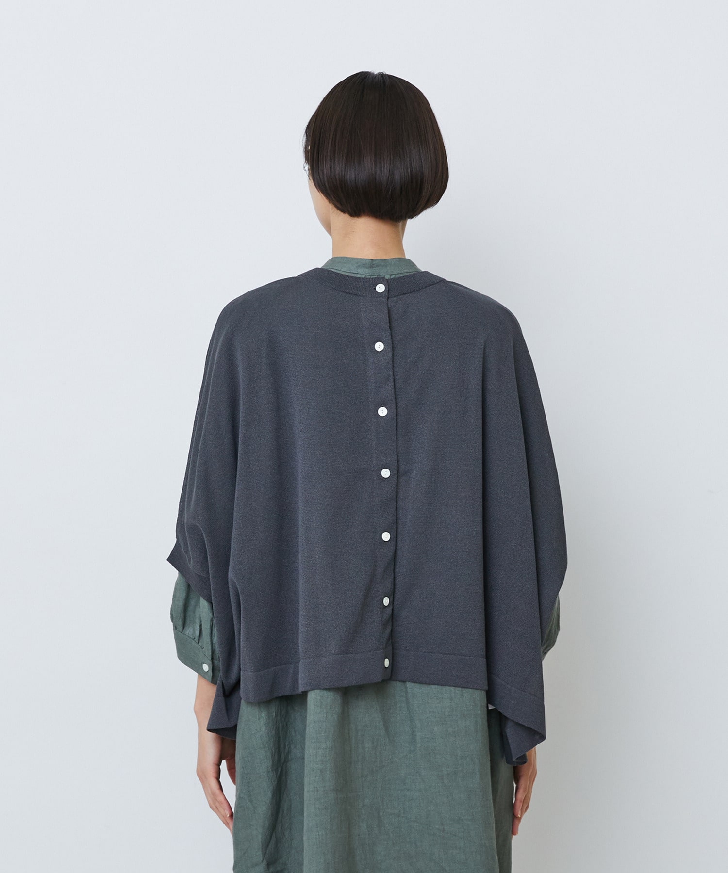 【LOISIR】【2WAY】エステル和紙天竺ケープライクカーディガン 詳細画像 グレー 28