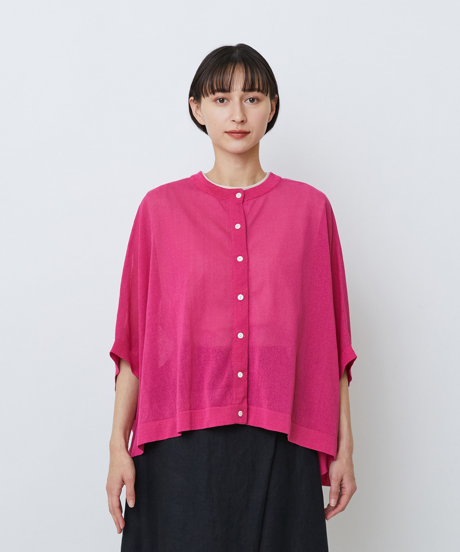 【LOISIR】【2WAY】エステル和紙天竺ケープライクカーディガン 詳細画像 グレー 29