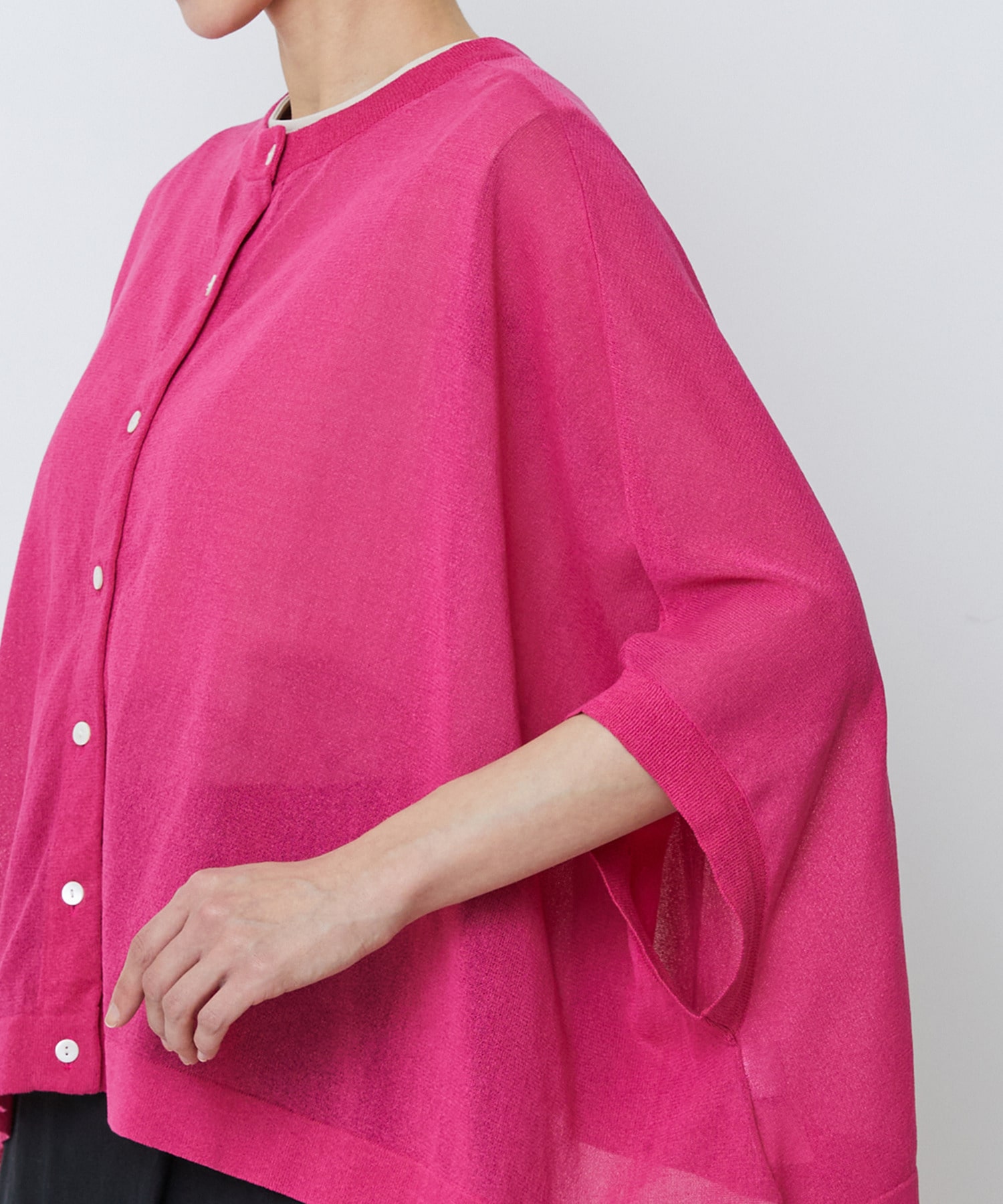 【LOISIR】【2WAY】エステル和紙天竺ケープライクカーディガン 詳細画像 グレー 37