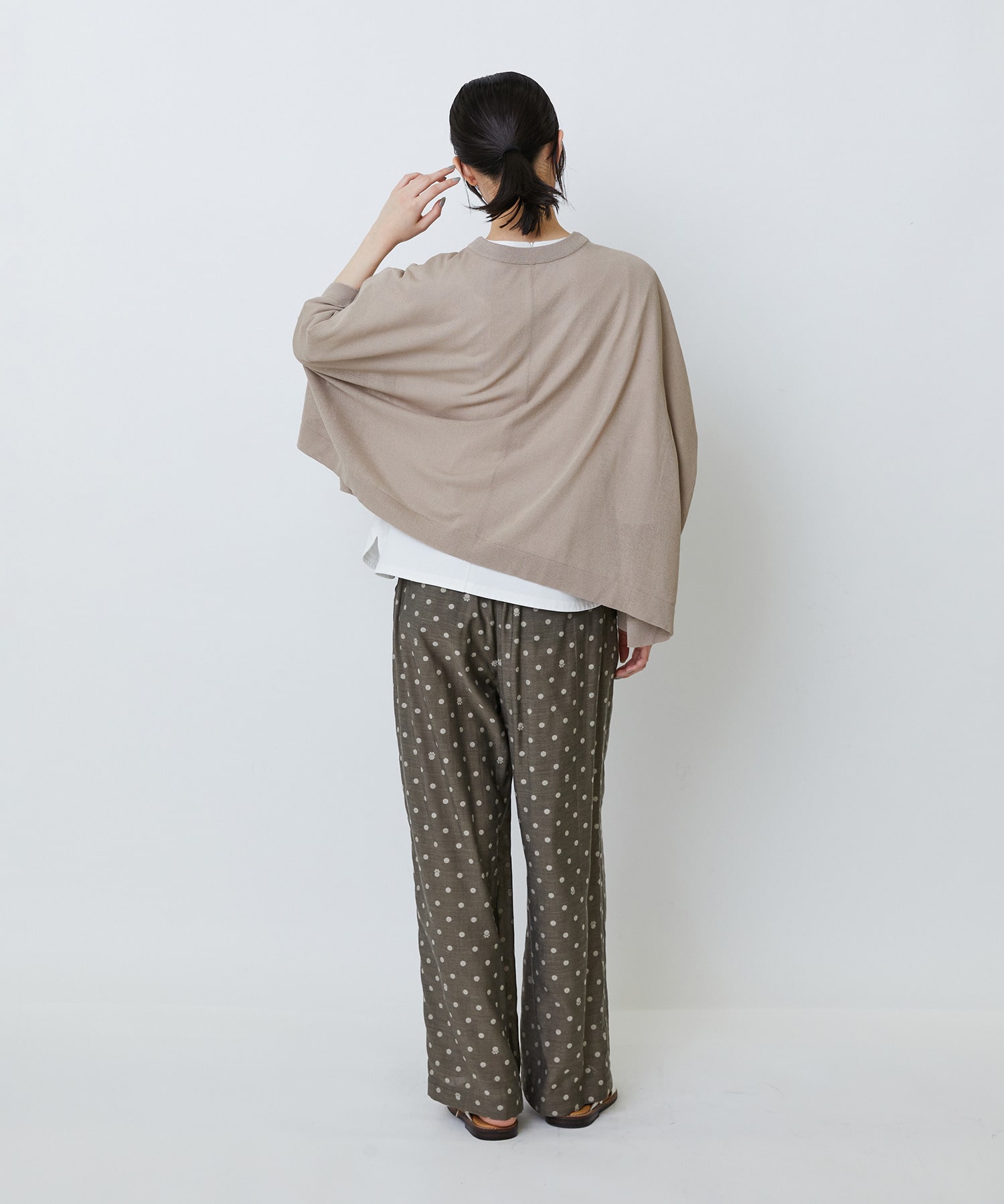 【LOISIR】【2WAY】エステル和紙天竺ケープライクカーディガン 詳細画像 グレー 4