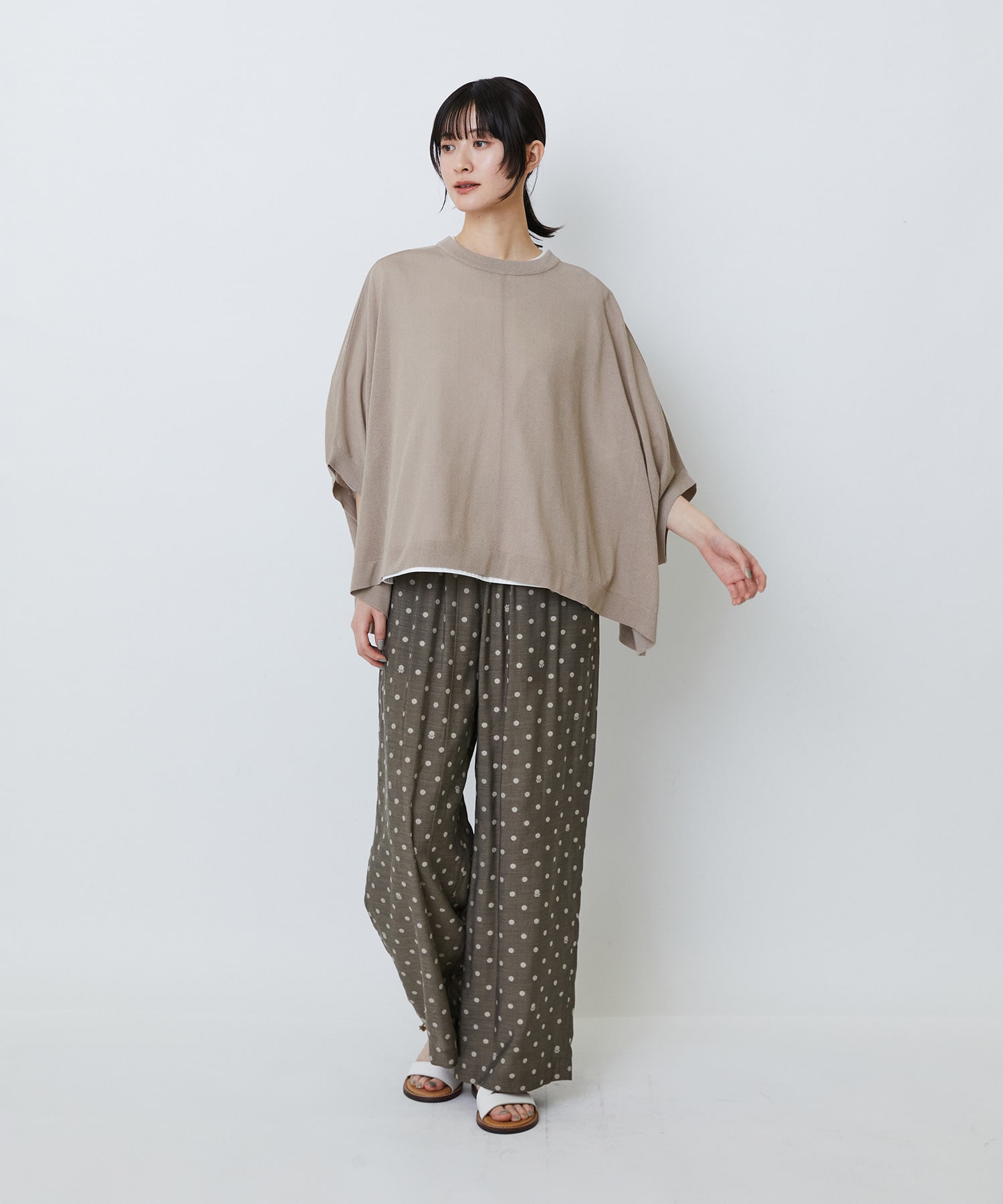 【LOISIR】【2WAY】エステル和紙天竺ケープライクカーディガン 詳細画像 グレー 5