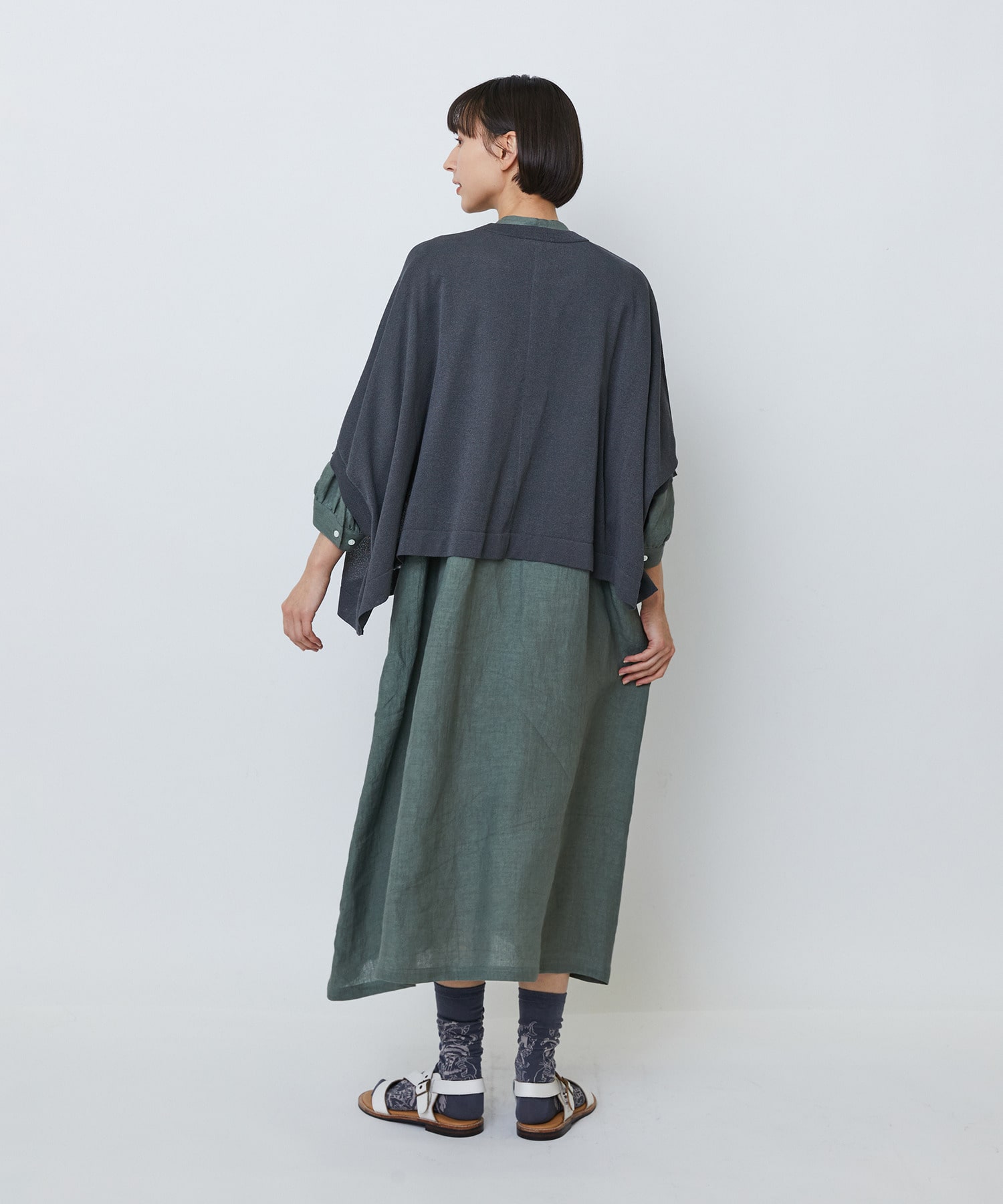 【LOISIR】【2WAY】エステル和紙天竺ケープライクカーディガン 詳細画像 グレー 8