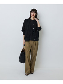 【LOISIR】コットンリネンダブルジャカードカーディガン 詳細画像 ブラック 5