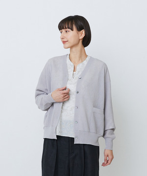 【LOISIR】コットンリネンダブルジャカードカーディガン 詳細画像 グレー 1