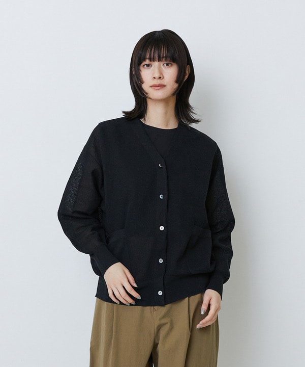 コットンリネンダブルジャカードカーディガンコットンリネンダブルジャカードカーディガン