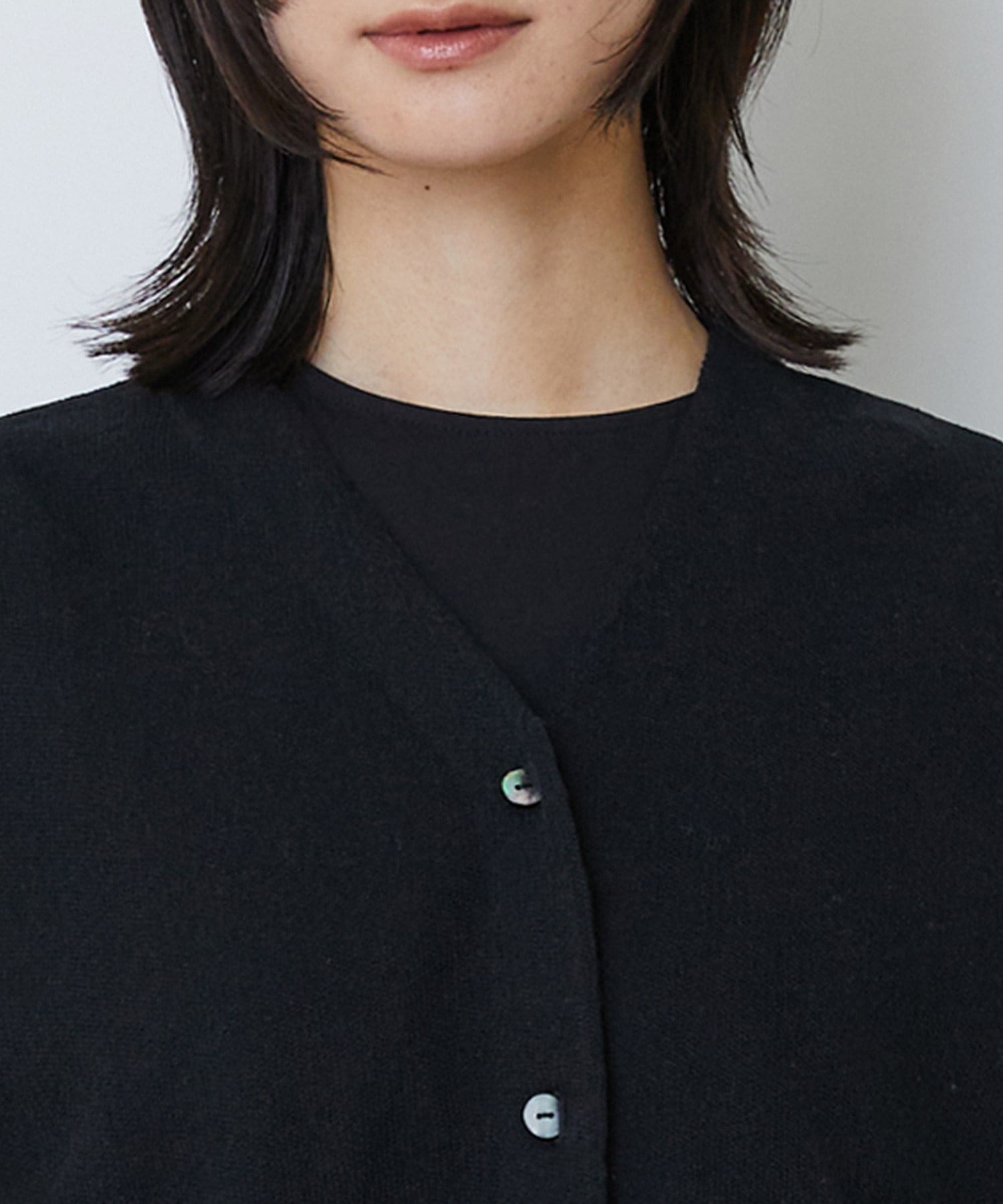 【LOISIR】コットンリネンダブルジャカードカーディガン 詳細画像 ブラック 15