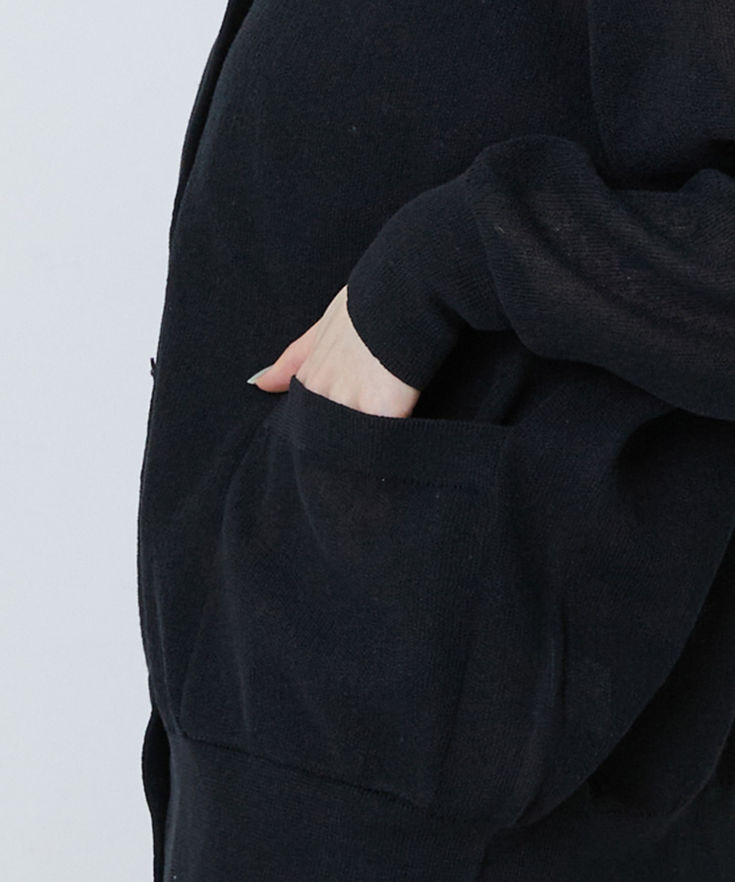 【LOISIR】コットンリネンダブルジャカードカーディガン 詳細画像 ブラック 18