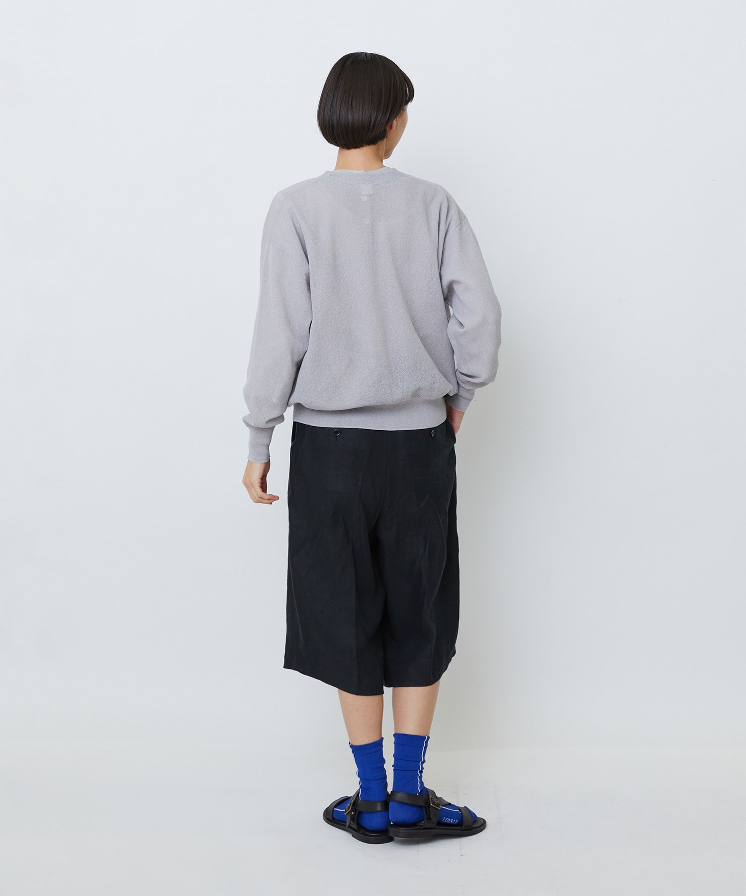 【LOISIR】コットンリネンダブルジャカードカーディガン 詳細画像 ブラック 4