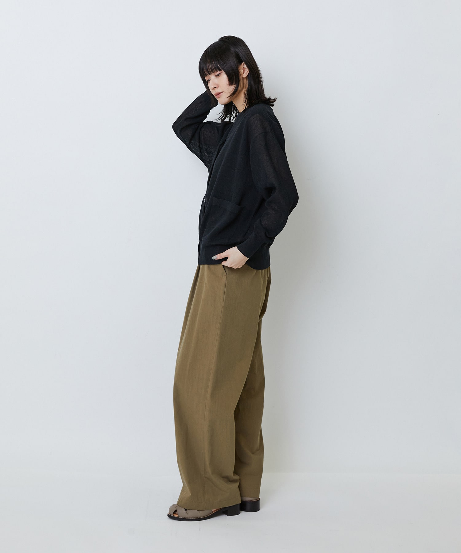 【LOISIR】コットンリネンダブルジャカードカーディガン 詳細画像 ブラック 7