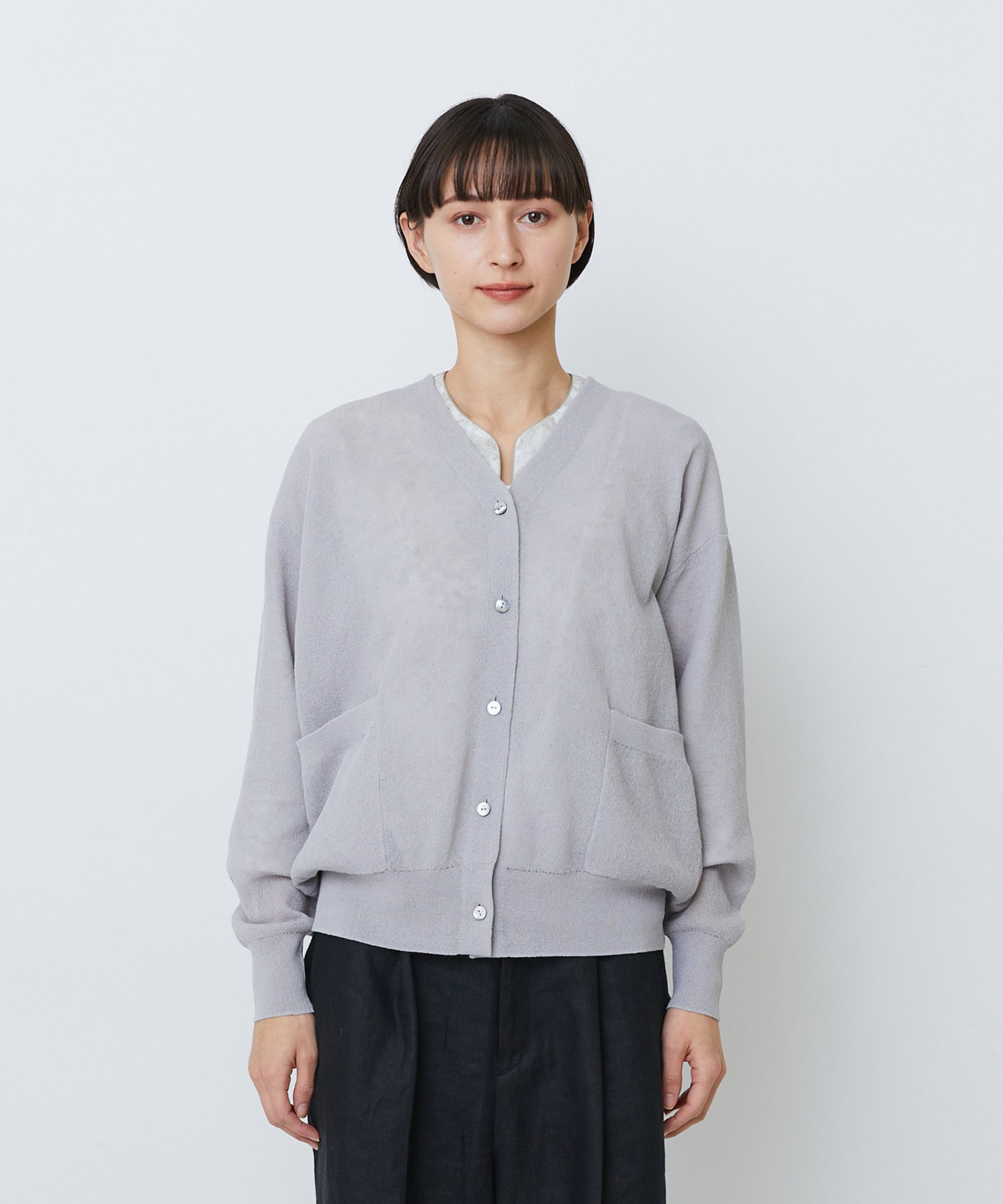 【LOISIR】コットンリネンダブルジャカードカーディガン 詳細画像 ブラック 9