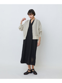 【LOISIR】エステル和紙透かし柄カーディガン 詳細画像 ベージュ 1