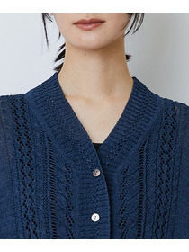 【LOISIR】エステル和紙透かし柄カーディガン 詳細画像 ベージュ 14