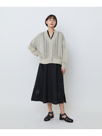 【LOISIR】エステル和紙透かし柄カーディガン 詳細画像 ベージュ 2