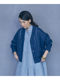 【LOISIR】エステル和紙透かし柄カーディガン 詳細画像 ベージュ 4