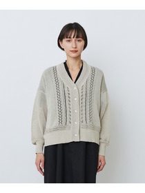 【LOISIR】エステル和紙透かし柄カーディガン 詳細画像 ベージュ 8