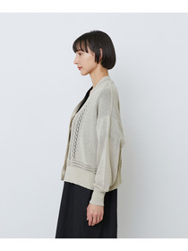 【LOISIR】エステル和紙透かし柄カーディガン 詳細画像 ベージュ 9