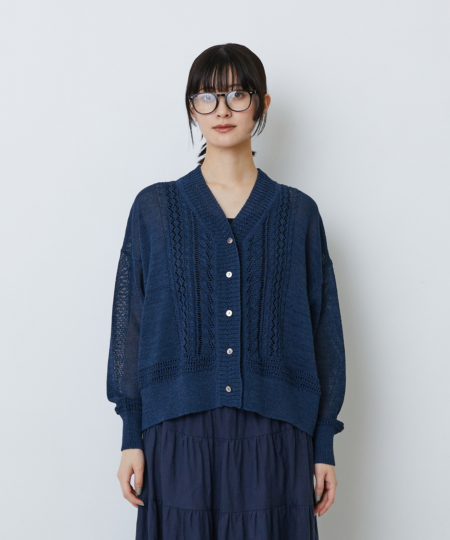 【LOISIR】エステル和紙透かし柄カーディガン 詳細画像 ベージュ 11