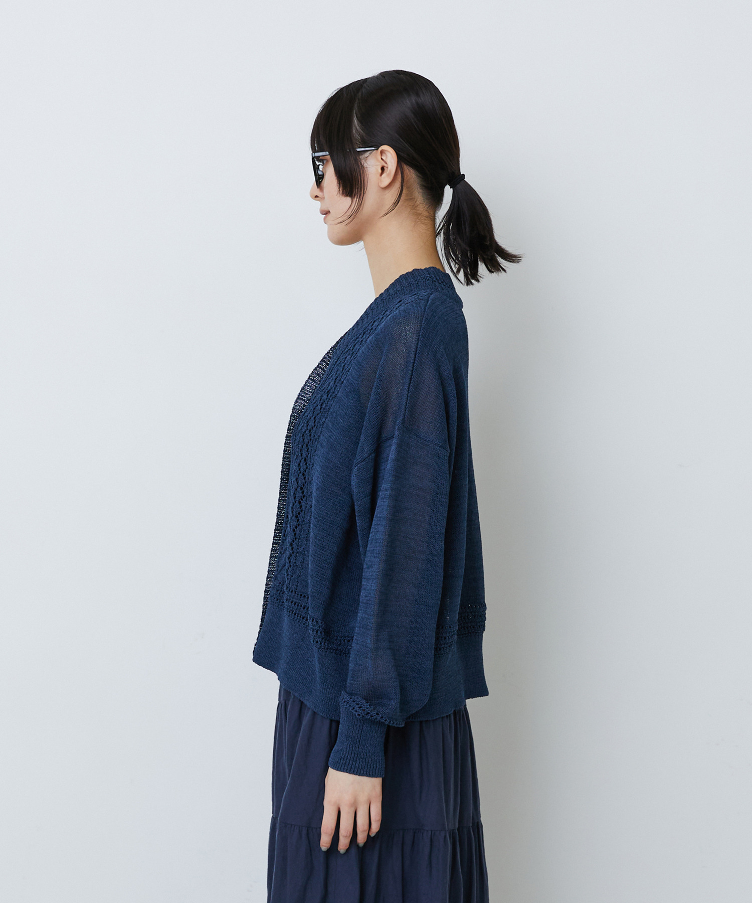 【LOISIR】エステル和紙透かし柄カーディガン 詳細画像 ベージュ 12