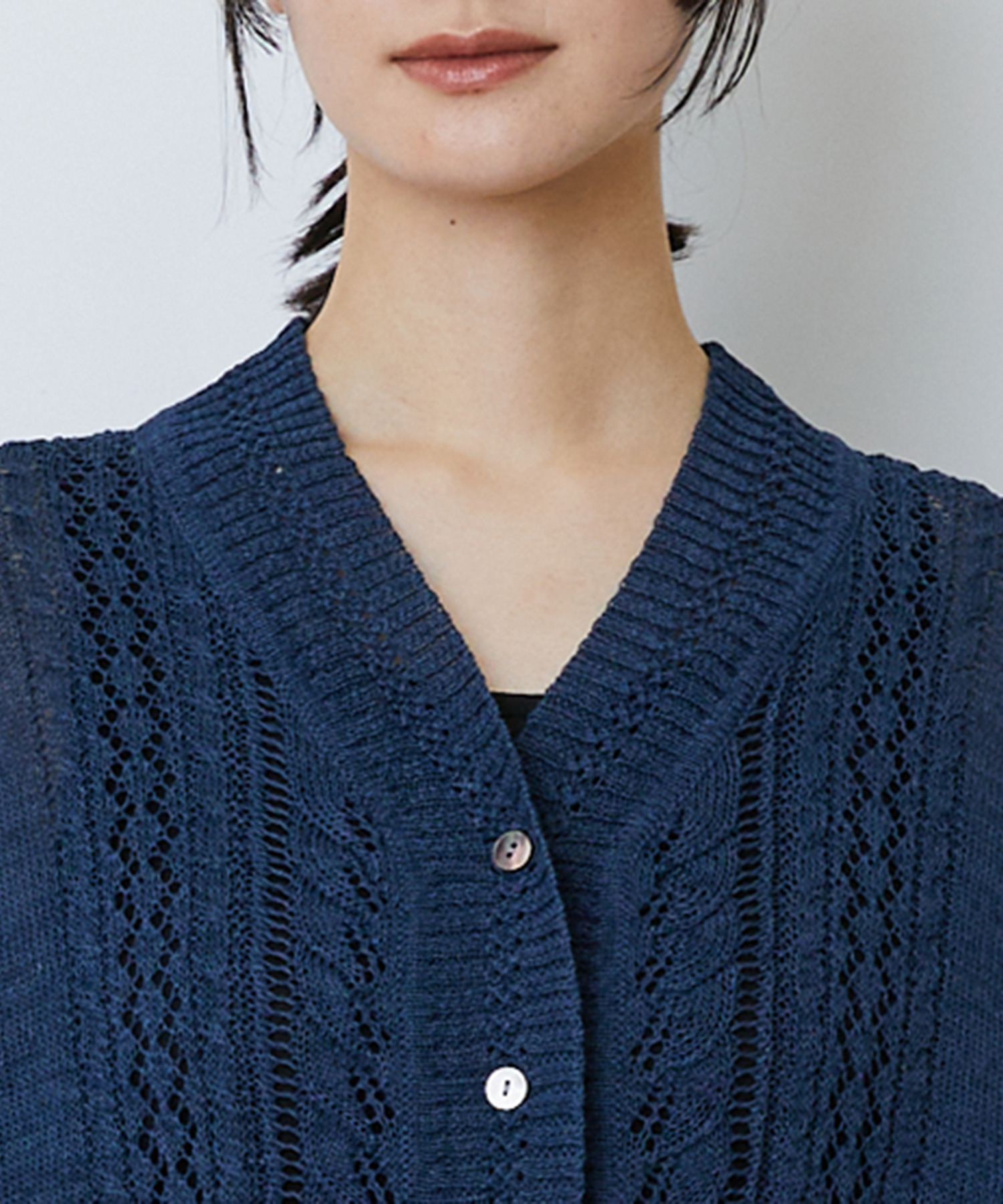 【LOISIR】エステル和紙透かし柄カーディガン 詳細画像 ベージュ 14