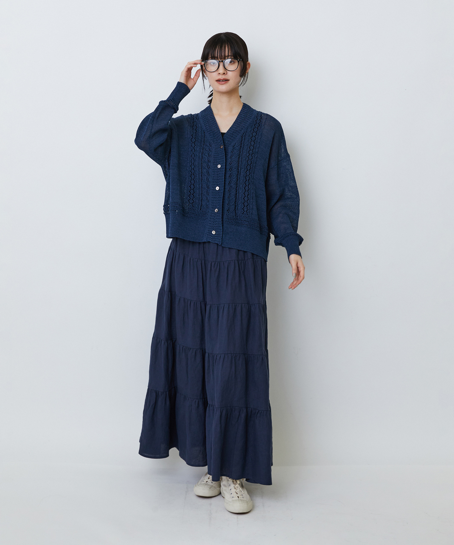 【LOISIR】エステル和紙透かし柄カーディガン 詳細画像 ベージュ 5