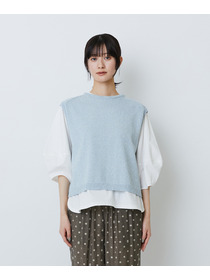 【LOISIR】【2WAY】エステル和紙撚り杢天竺ベスト 詳細画像 ブルー系その他 17