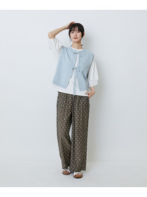 【LOISIR】【2WAY】エステル和紙撚り杢天竺ベスト 詳細画像 ブルー系その他 2