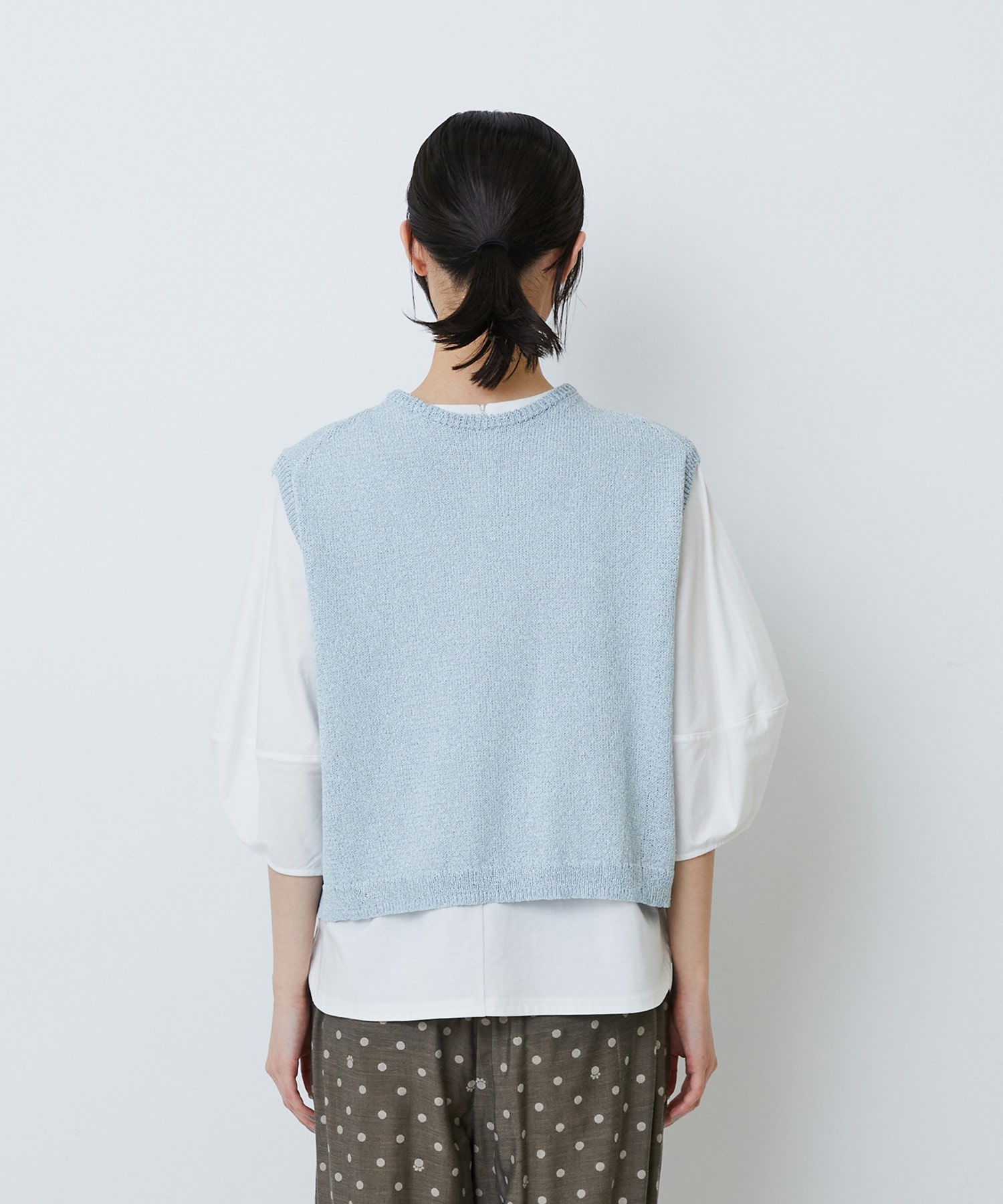 【LOISIR】【2WAY】エステル和紙撚り杢天竺ベスト 詳細画像 ブルー系その他 16