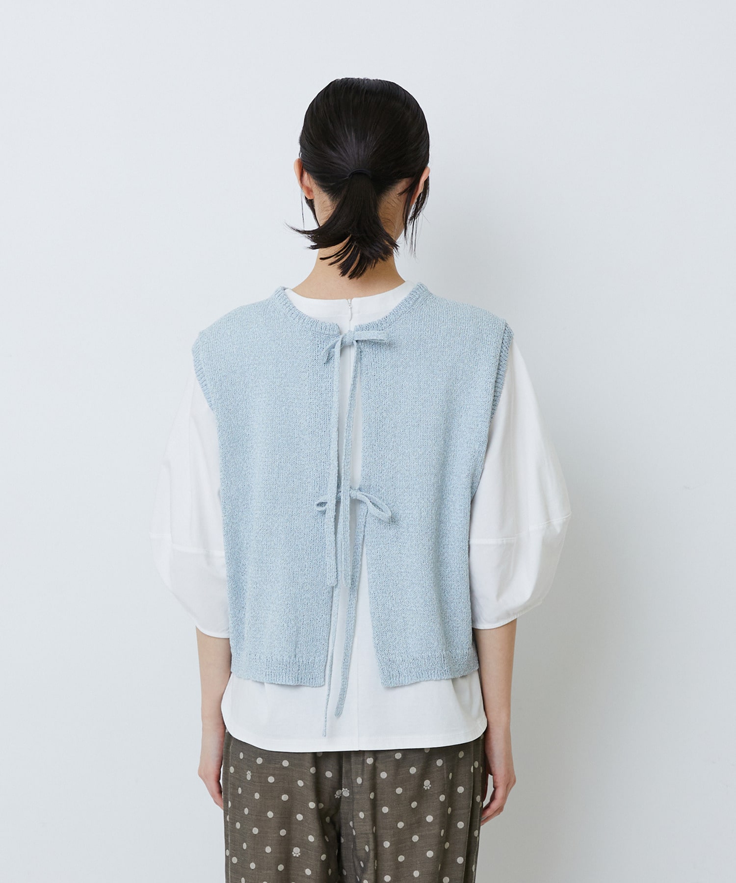 【LOISIR】【2WAY】エステル和紙撚り杢天竺ベスト 詳細画像 ブルー系その他 19