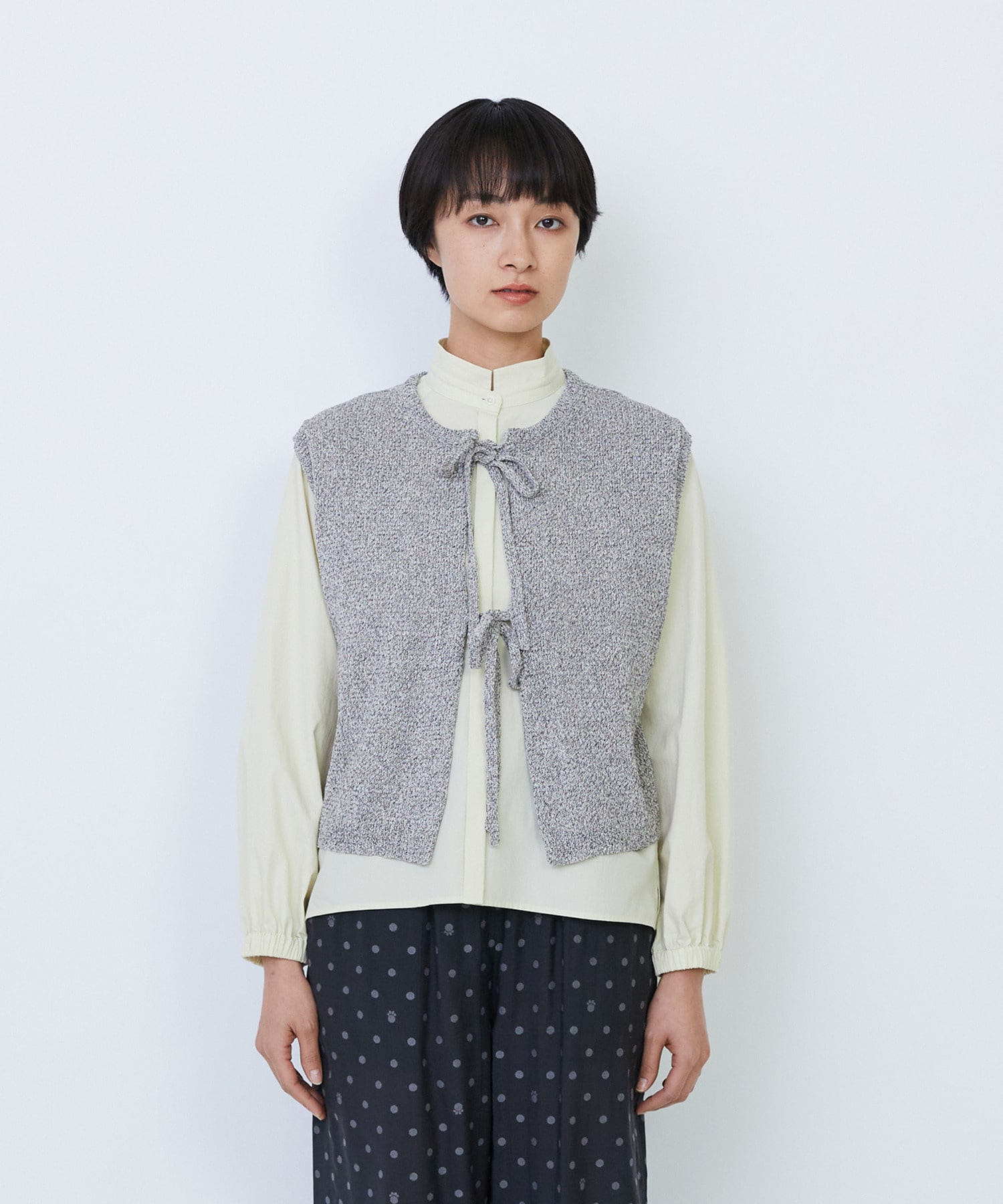 【LOISIR】【2WAY】エステル和紙撚り杢天竺ベスト 詳細画像 ブルー系その他 20