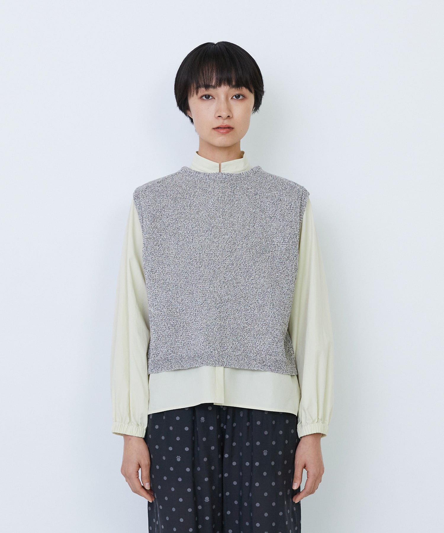 【LOISIR】【2WAY】エステル和紙撚り杢天竺ベスト 詳細画像 ブルー系その他 23