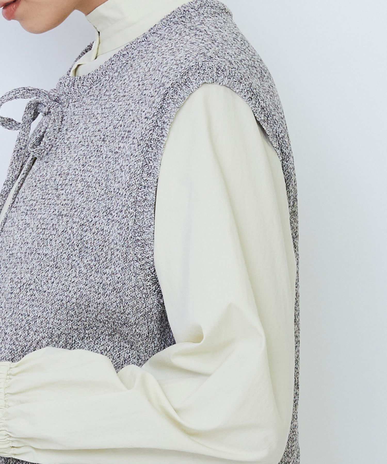 【LOISIR】【2WAY】エステル和紙撚り杢天竺ベスト 詳細画像 ブルー系その他 28