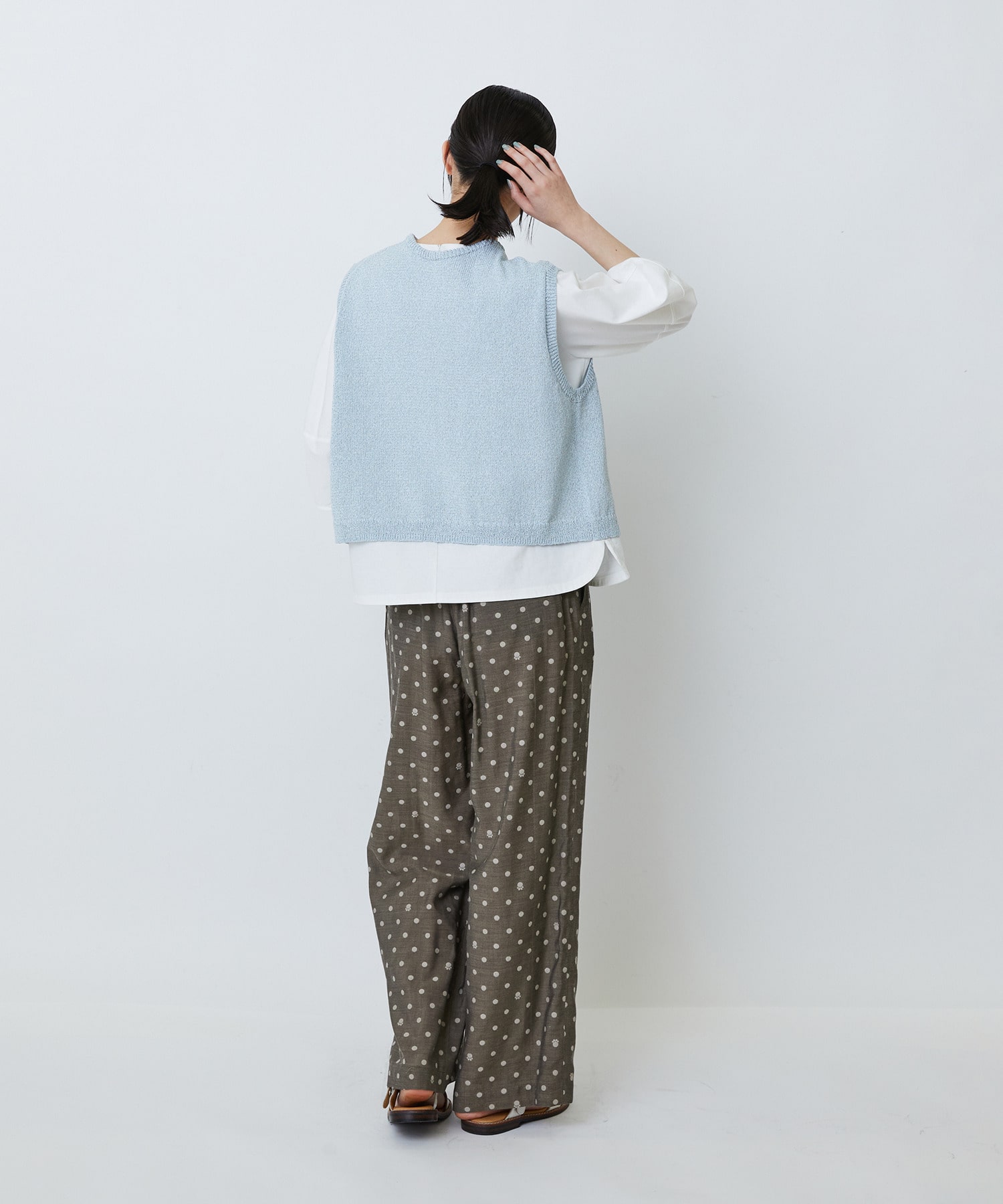 【LOISIR】【2WAY】エステル和紙撚り杢天竺ベスト 詳細画像 ブルー系その他 4