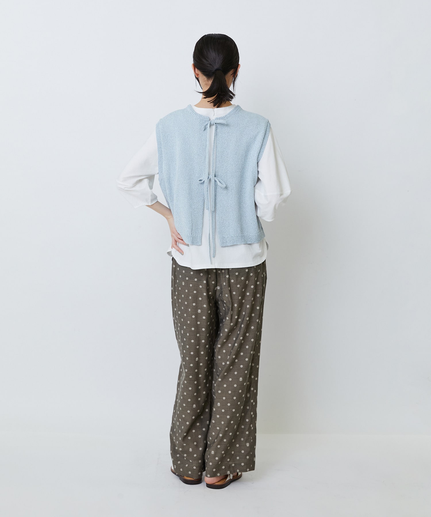 【LOISIR】【2WAY】エステル和紙撚り杢天竺ベスト 詳細画像 ブルー系その他 7