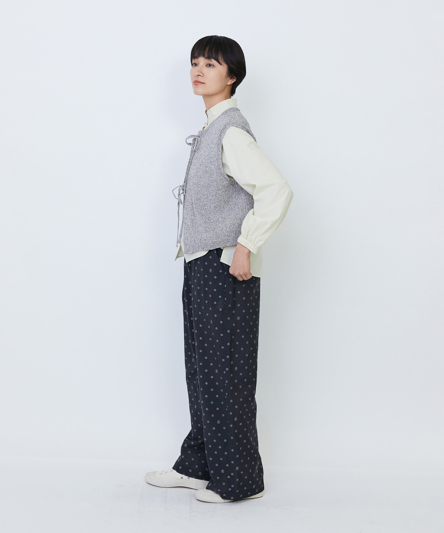 【LOISIR】【2WAY】エステル和紙撚り杢天竺ベスト 詳細画像 ブルー系その他 9