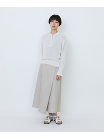 【LOISIR】エステル和紙片畦編みポロニット 詳細画像 オフホワイト 2