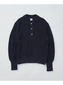 【LOISIR】エステル和紙片畦編みポロニット 詳細画像 オフホワイト 5