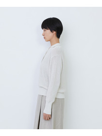 【LOISIR】エステル和紙片畦編みポロニット 詳細画像 オフホワイト 8