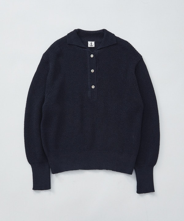 【LOISIR】エステル和紙片畦編みポロニット