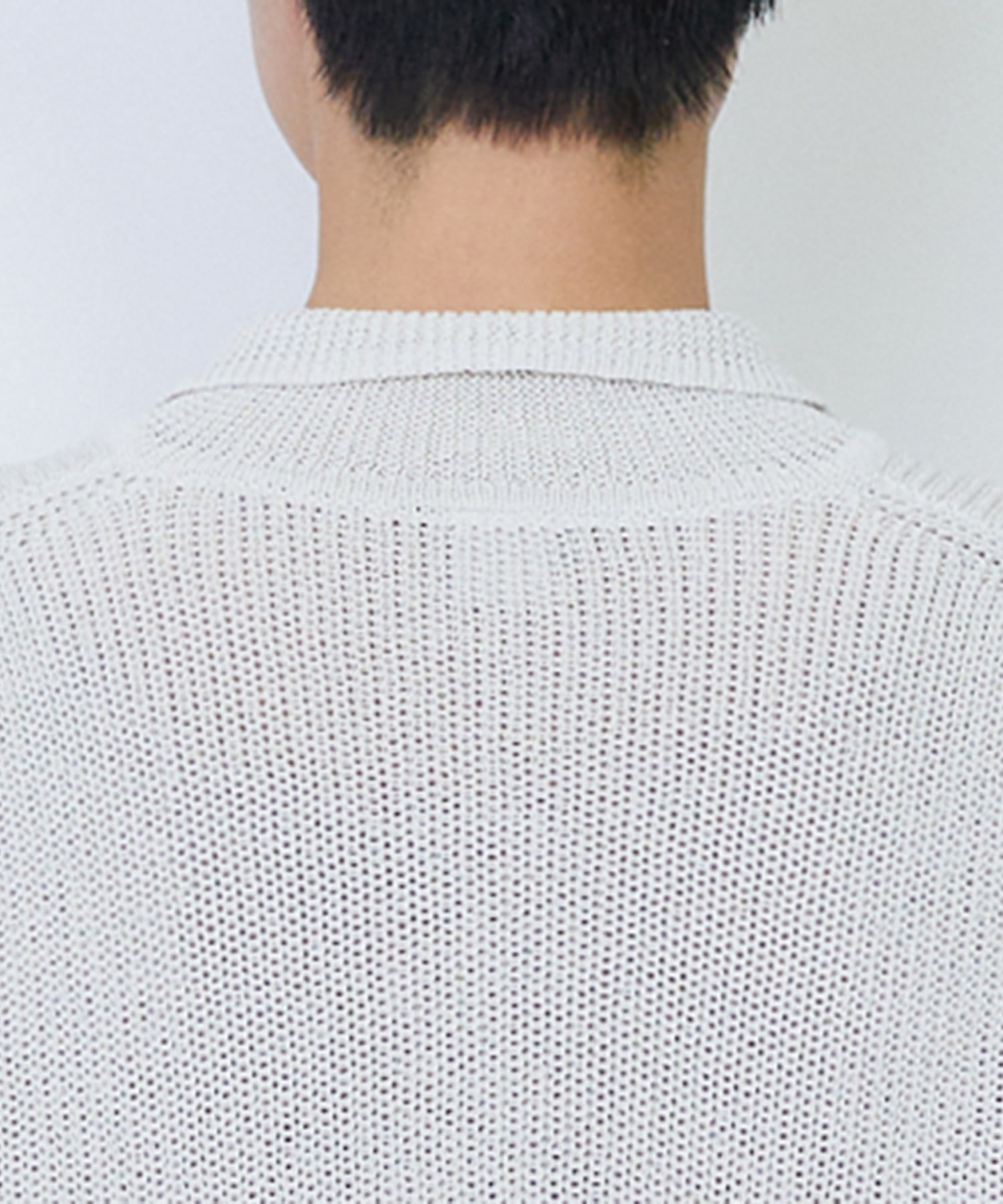 【LOISIR】エステル和紙片畦編みポロニット 詳細画像 オフホワイト 11