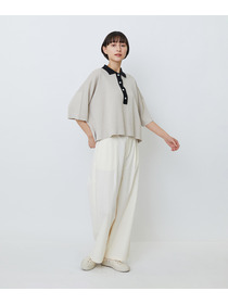 【LOISIR】和紙コットン天竺ポロニット 詳細画像 ブラウン 1