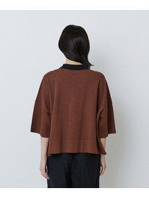 【LOISIR】和紙コットン天竺ポロニット 詳細画像 ブラウン 12