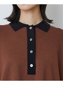 【LOISIR】和紙コットン天竺ポロニット 詳細画像 ブラウン 13