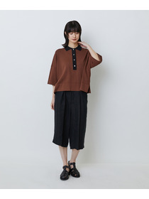 【LOISIR】和紙コットン天竺ポロニット 詳細画像 ブラウン 4