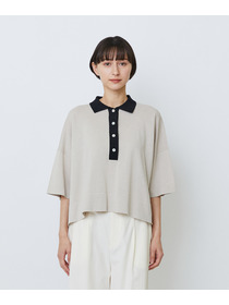 【LOISIR】和紙コットン天竺ポロニット 詳細画像 ブラウン 7