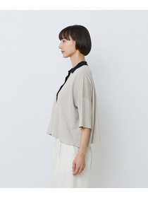 【LOISIR】和紙コットン天竺ポロニット 詳細画像 ブラウン 8